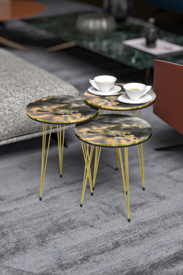 Beistelltisch 3 er Set Victory Schwarz Gold 11108959