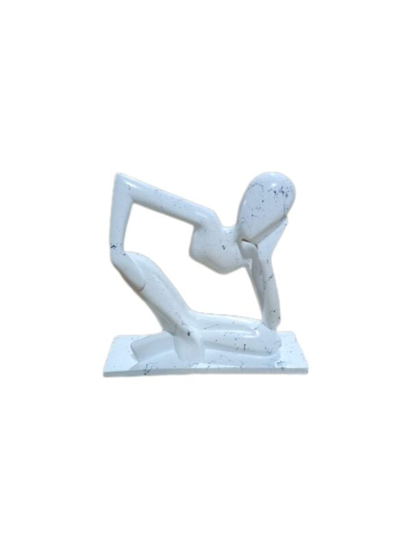 Skulptur Denkender Weiss Marmoroptik