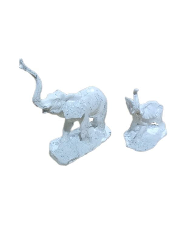 Skulptur Elefant 2er Set Weiss Marmoroptik