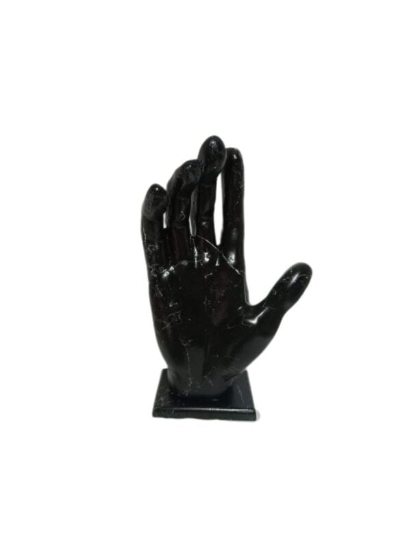 Skulptur Hand Schwarz Marmoroptik