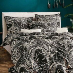 Bettwäsche Flanell Irisette Nubis 8299-11 Grau Beige Schwarz Gräser Farn 155x220