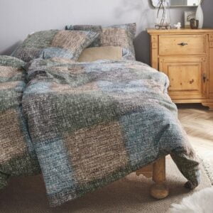 Bettwäsche Irisette Biber Koala 8392-30 Grün Taupe Braun kariert 135x200