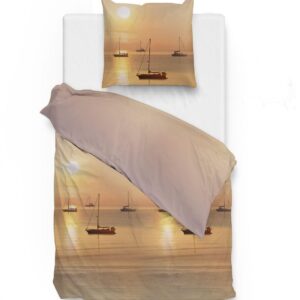 Bettwäsche ZO! HOME Casper Segelboote Meer Orange Rosa 135x200