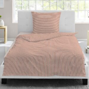 Irisette Seersucker Bettwäsche 8362-50 Orange Weiß Streifen gestreift 135x200
