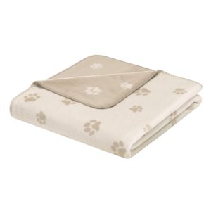 Cawö Wohndecke Kuscheldecke We love Dogs 62470-33 Pfoten beige 150x200