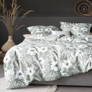 Irisette Mako Satin Bettwäsche Sky 8459-30 Grün Blüten Paisley 135x200