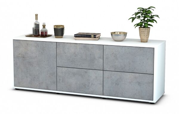 Lowboard Aloisia, Beton (136x49x35cm)
