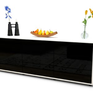 Lowboard Amedea, Schwarz (136x49x35cm)