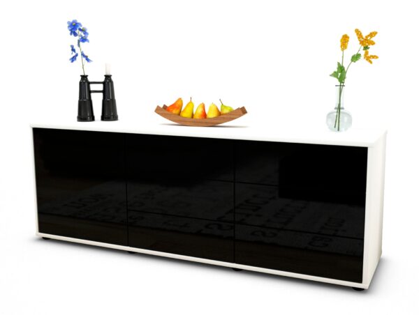 Lowboard Amedea, Schwarz (136x49x35cm)