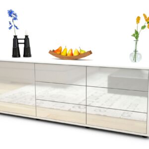 Lowboard Amedea, Weiß (136x49x35cm)