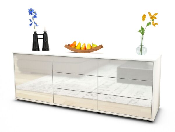 Lowboard Amedea, Weiß (136x49x35cm)