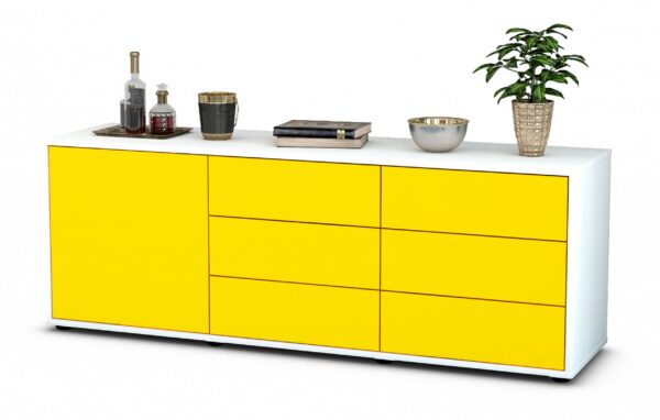 Lowboard Amedea, Gelb (136x49x35cm)