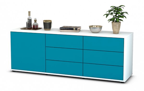 Lowboard Amedea, Türkis (136x49x35cm)