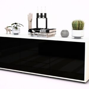 Lowboard Ameline, Schwarz (136x49x35cm)