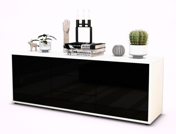 Lowboard Ameline, Schwarz (136x49x35cm)