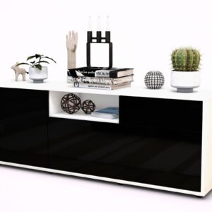 Lowboard Amila, Schwarz (136x49x35cm)