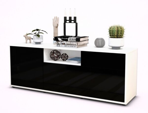 Lowboard Amila, Schwarz (136x49x35cm)