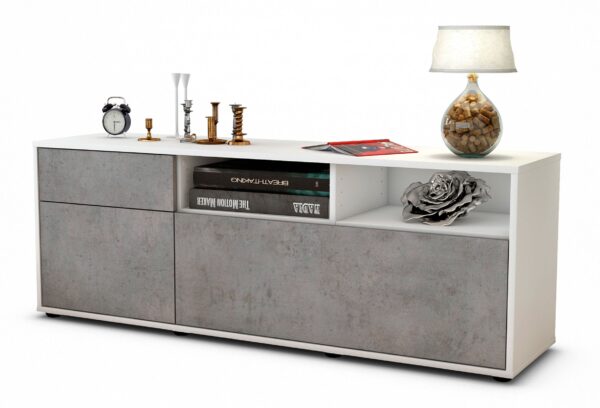 Lowboard Amisa, Beton (136x49x35cm)