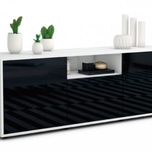 Lowboard Andreana, Schwarz (136x49x35cm)