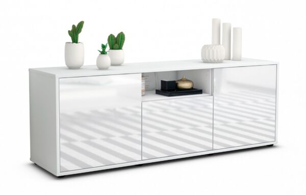 Lowboard Andreana, Weiß (136x49x35cm)