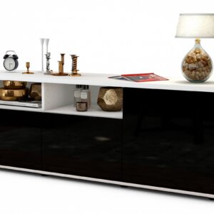 Lowboard Anina, Schwarz (136x49x35cm)
