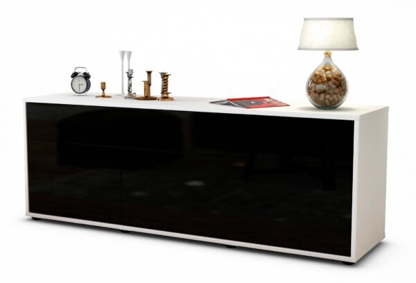 Lowboard Anjelika, Schwarz (136x49x35cm)