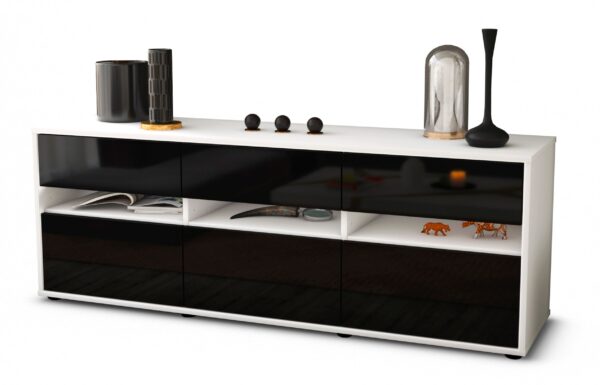 Lowboard Annalena, Schwarz (136x49x35cm)