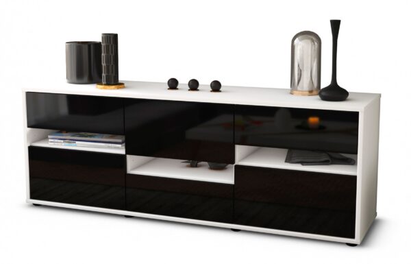 Lowboard Annalisa, Schwarz (136x49x35cm)