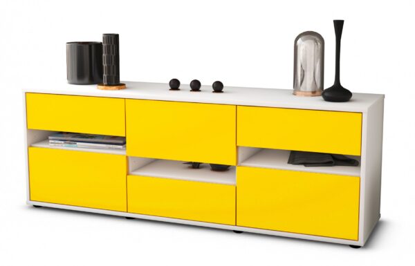 Lowboard Annalisa, Gelb (136x49x35cm)