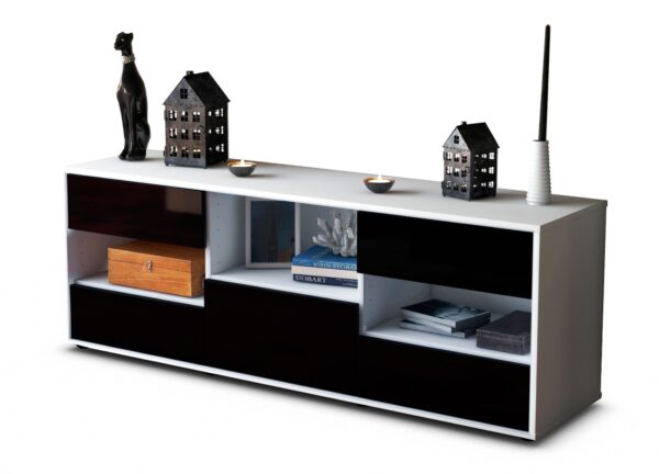 Lowboard Annunziata, Schwarz (136x49x35cm)