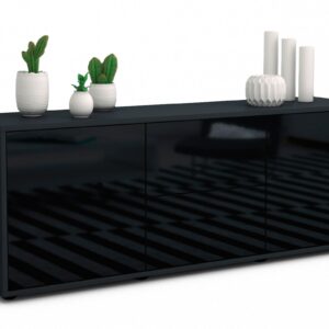 Lowboard Alma, Schwarz (136x49x35cm)