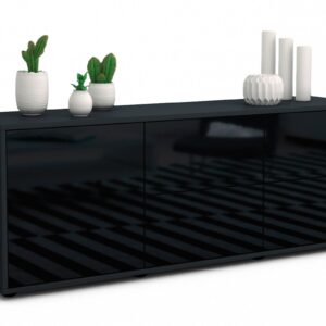 Lowboard Aloisia, Schwarz (136x49x35cm)