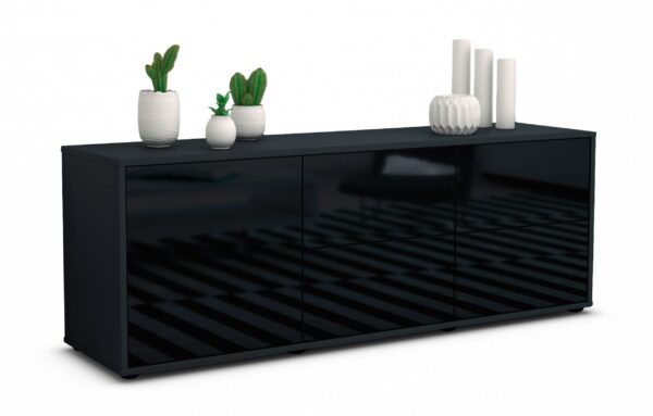 Lowboard Aloisia, Schwarz (136x49x35cm)
