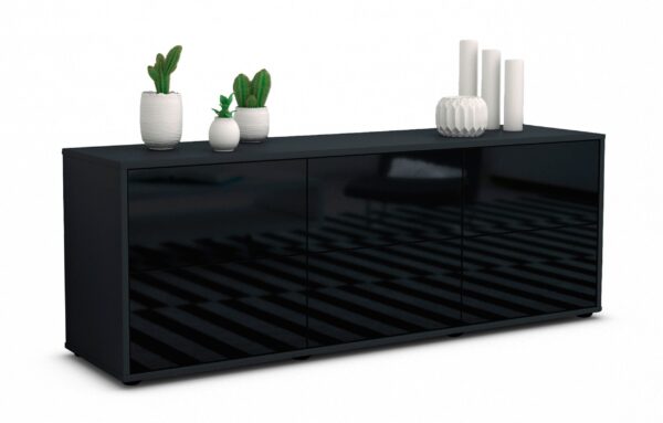 Lowboard Alva, Schwarz (136x49x35cm)