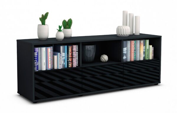 Lowboard Amalia, Schwarz (136x49x35cm)