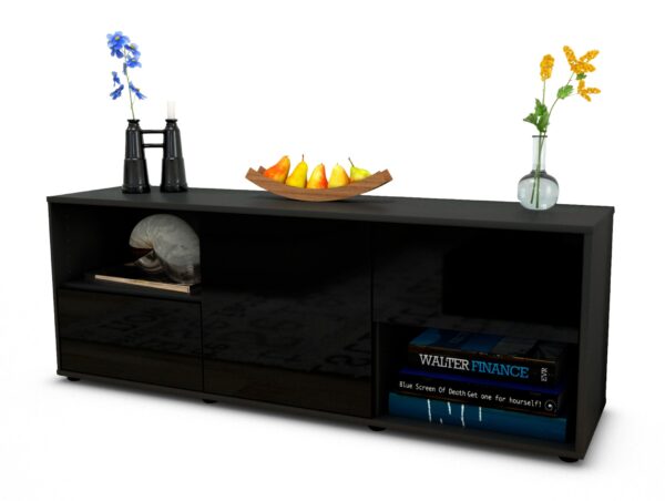 Lowboard Ambra, Schwarz (136x49x35cm)