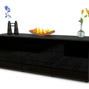 Lowboard Amedea, Schwarz (136x49x35cm)