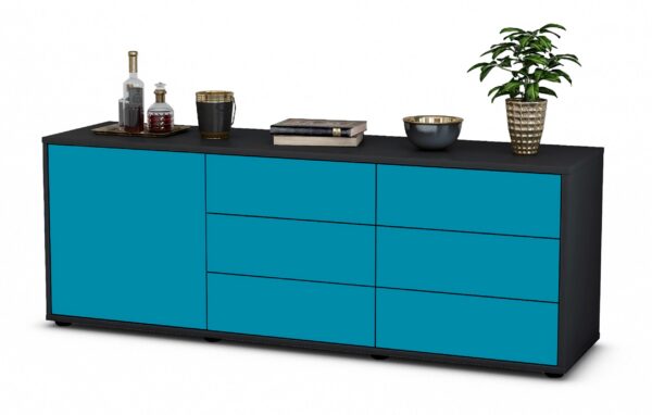 Lowboard Amedea, Türkis (136x49x35cm)
