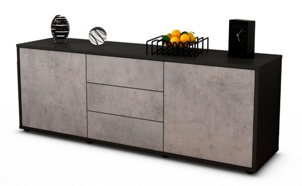 Lowboard Ameline, Beton (136x49x35cm)