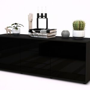 Lowboard Ameline, Schwarz (136x49x35cm)