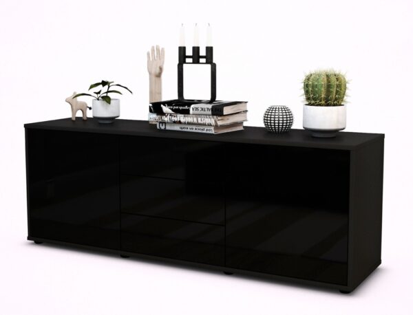Lowboard Ameline, Schwarz (136x49x35cm)