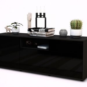 Lowboard Amila, Schwarz (136x49x35cm)