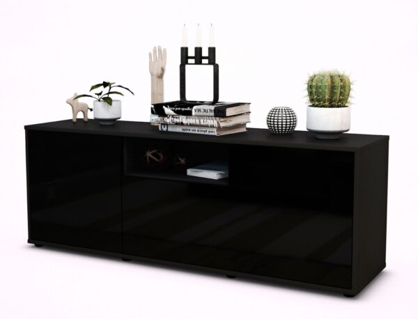 Lowboard Amila, Schwarz (136x49x35cm)