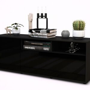 Lowboard Amisa, Schwarz (136x49x35cm)