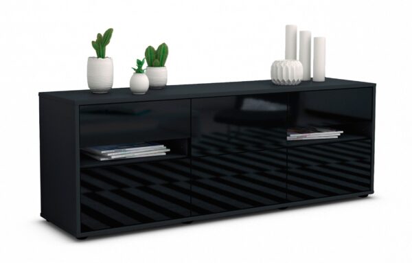 Lowboard Andrea, Schwarz (136x49x35cm)