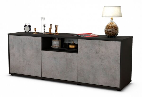 Lowboard Andreana, Beton (136x49x35cm)