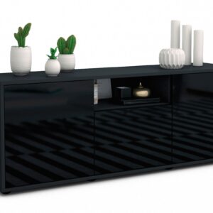 Lowboard Andreana, Schwarz (136x49x35cm)