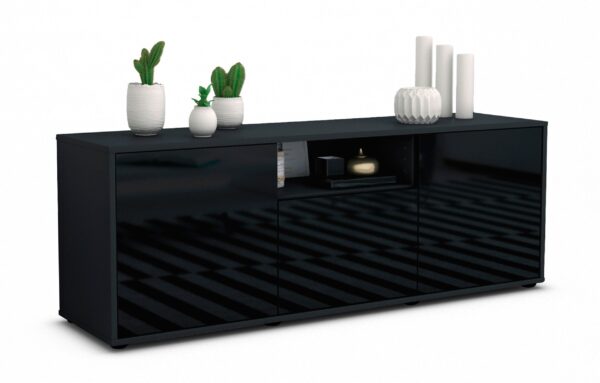 Lowboard Andreana, Schwarz (136x49x35cm)