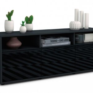 Lowboard Andrina, Schwarz (136x49x35cm)