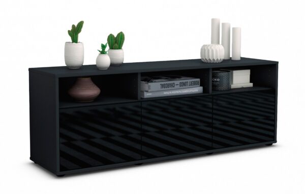 Lowboard Andrina, Schwarz (136x49x35cm)